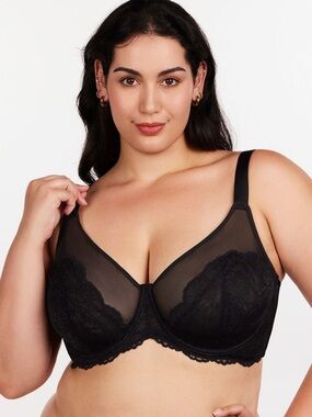 HSIA Blossom Black Unlined Lace Bra Size 38DDD NEW